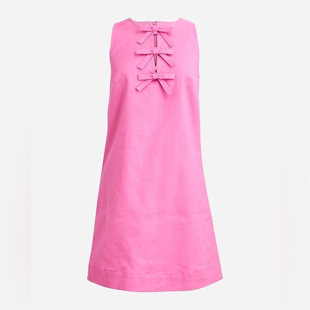 J.Crew bow-front shift dress in stretch linen blend